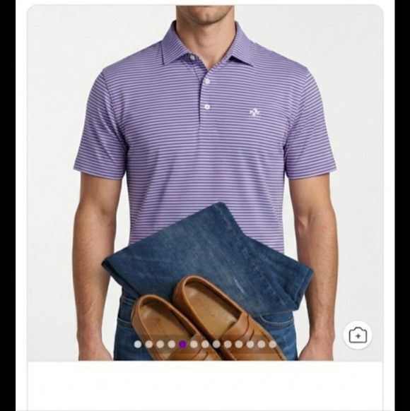 Peter Millar Crown Crafted Classic Purple Striped Polo Shirt Size L - Picture 1 of 14